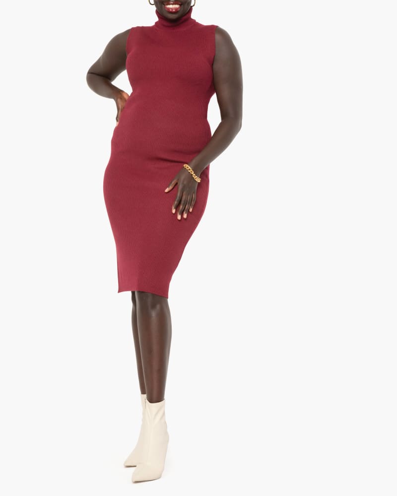 Plus size model wearing Julien Sleeveless Turtleneck Sweater Dress by Eloquii | Dia&Co | dia_product_style_image_id:174871